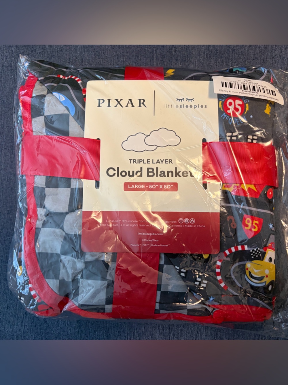 Little Sleepies PIXAR Lightning McQueen Cloud Blanket - Black & Red